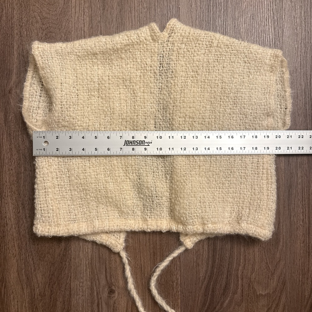 Vintage Cream hand Knit Open-Front Vest with tassels - Picture 7 of 7